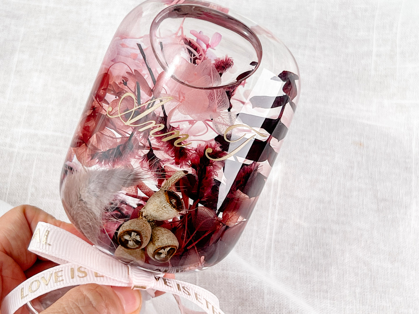 LED Flower Lamp Crystal Ball #4 - Blush Crimson Haze