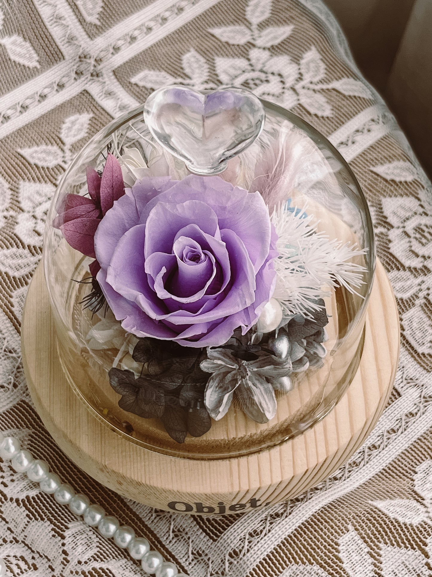 Romantic Gift Glass Dome #2 - Purplisian (LED Base)