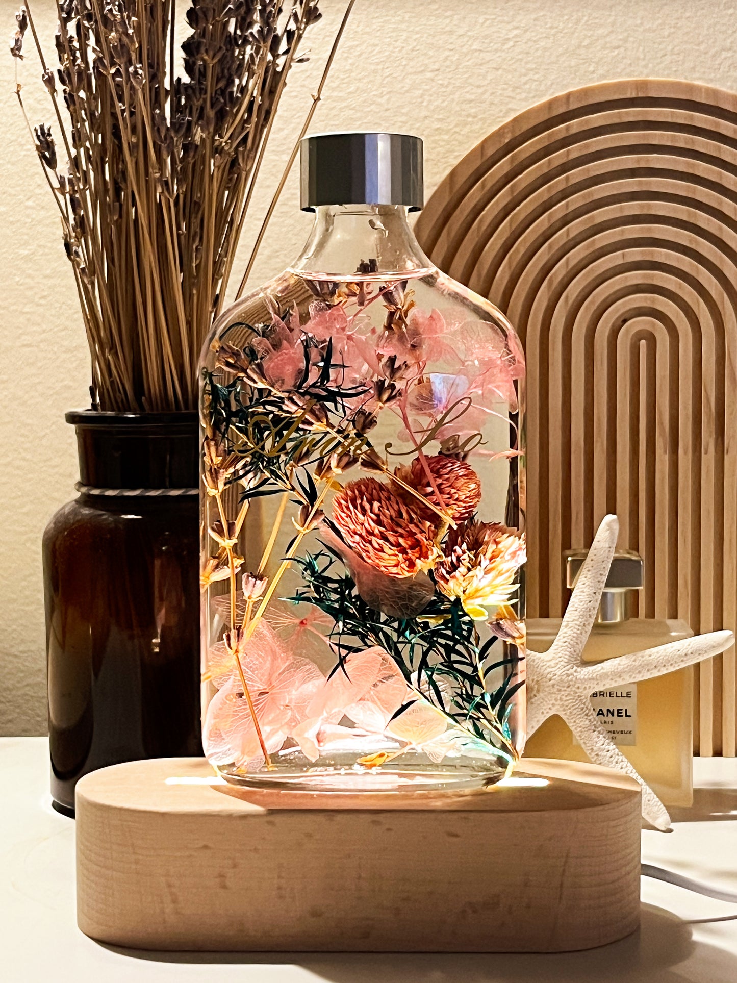 LED Light Bottle #5 - Lavender petalscape