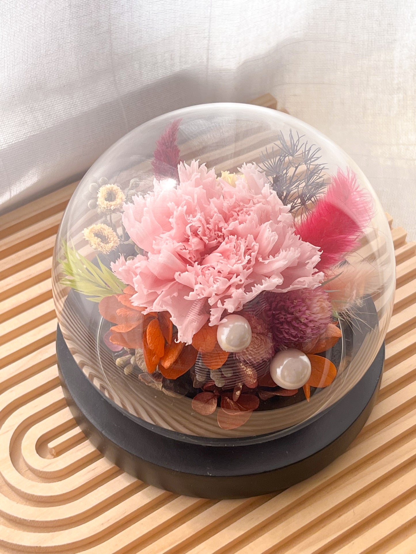 Mother's Day Gift Glass Dome #23 - Gratitude in a Carnation