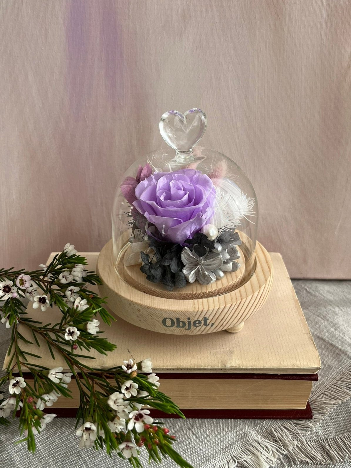 Romantic Gift Glass Dome #2 - Purplisian (LED Base)