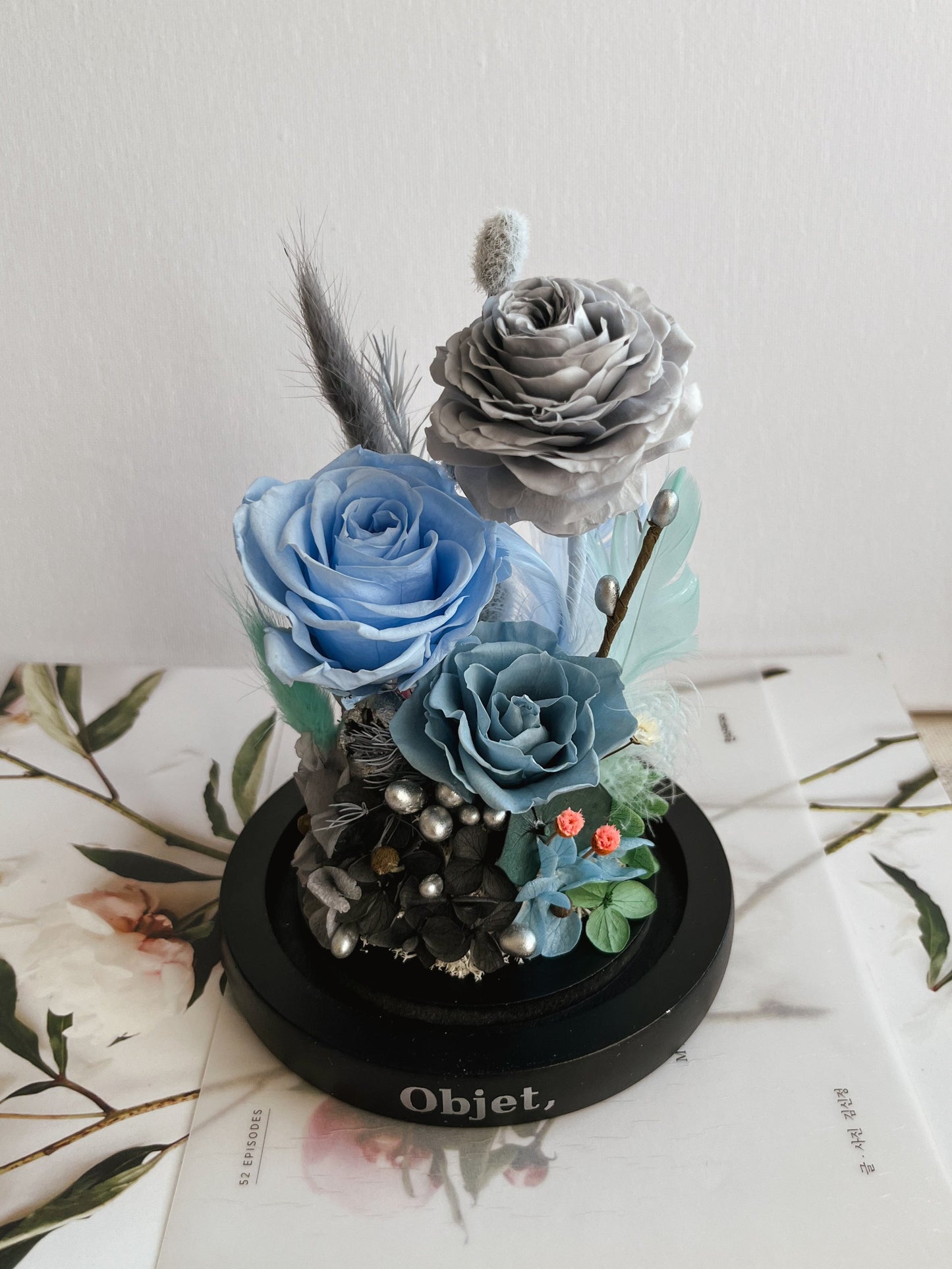 Enchanted Rose Glass Dome #14 - Frosted Grace