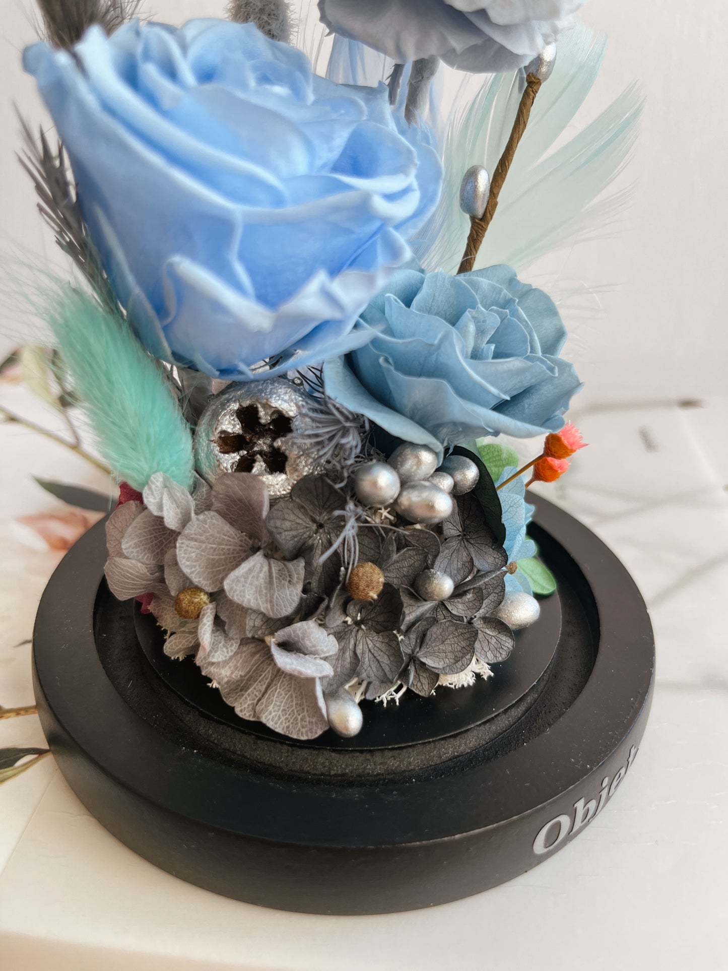 Enchanted Rose Glass Dome #14 - Frosted Grace