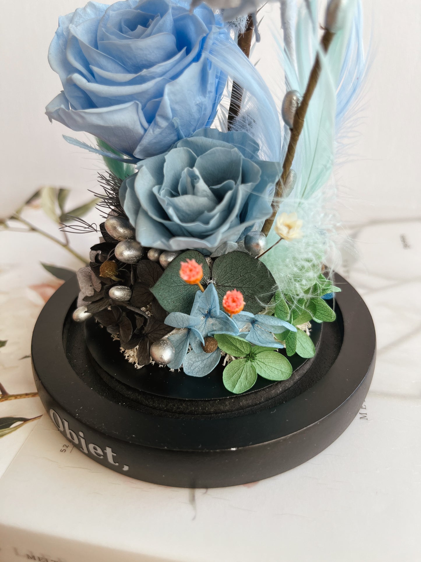 Enchanted Rose Glass Dome #14 - Frosted Grace