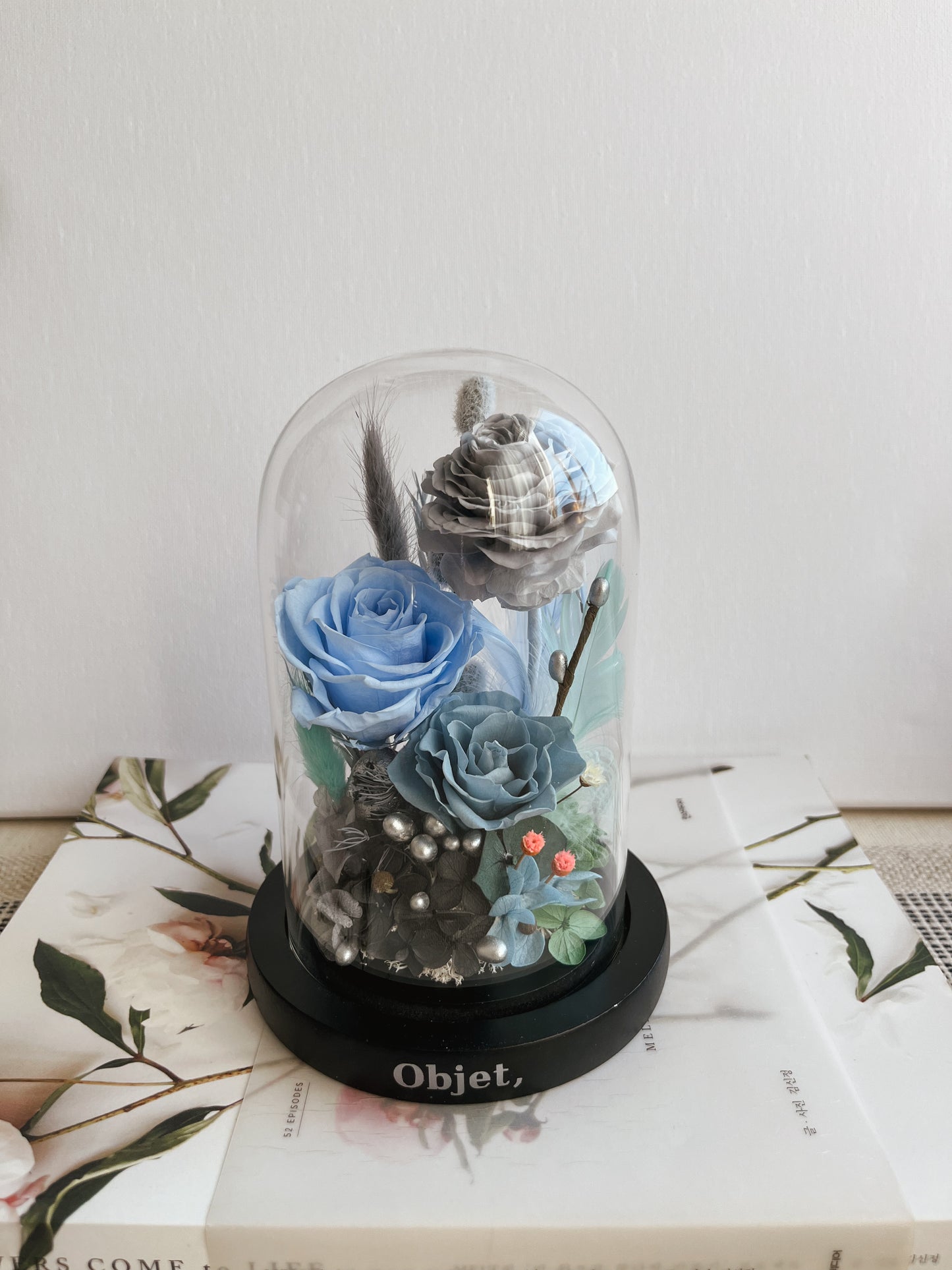 Enchanted Rose Glass Dome #14 - Frosted Grace