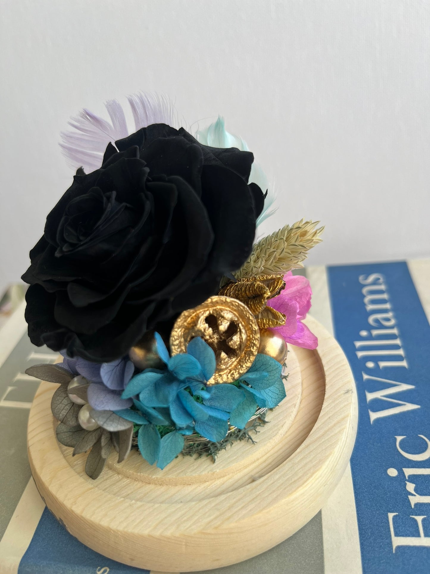 Enchanted Rose Glass Dome #13 - Black Rose