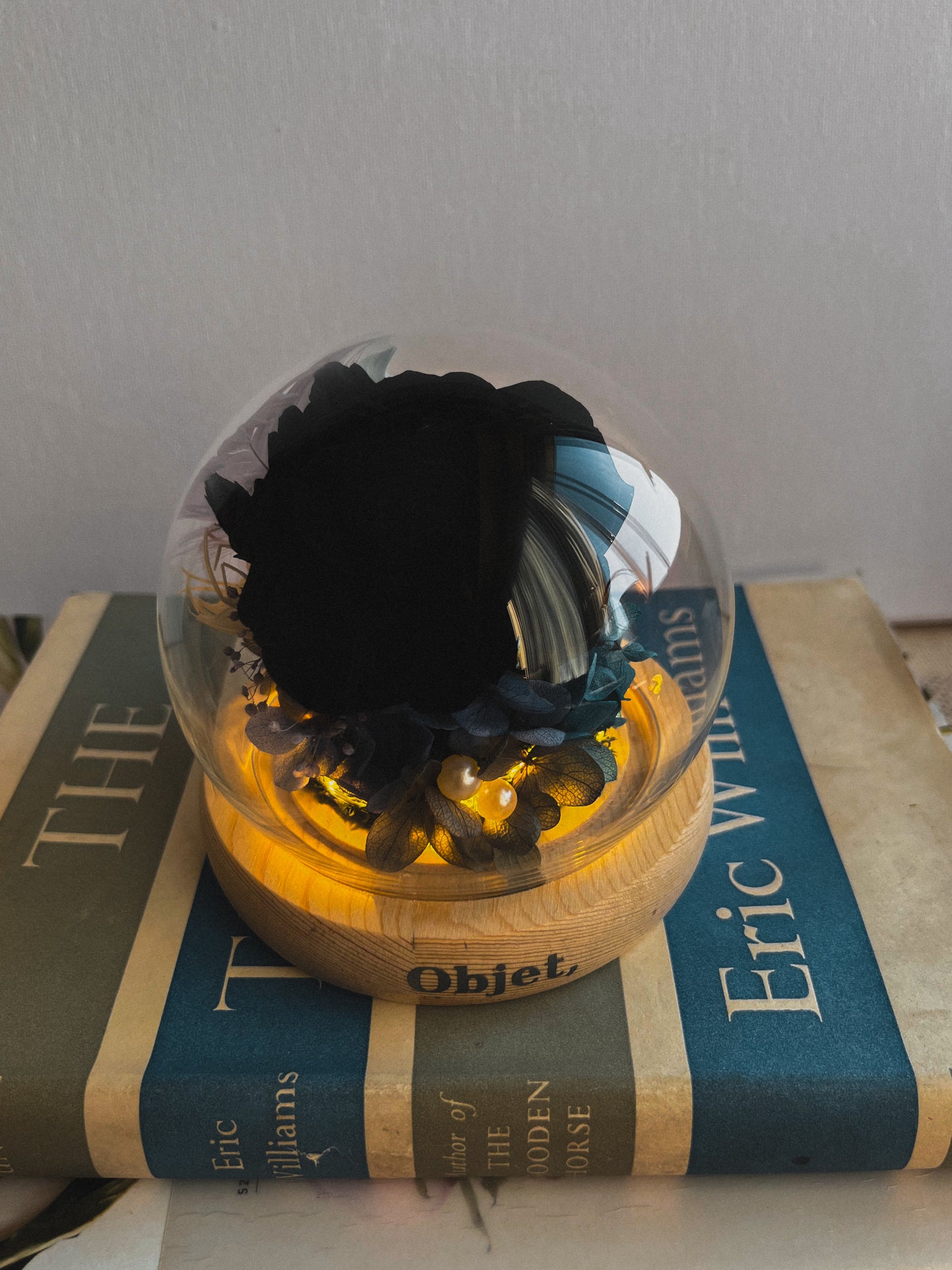 Enchanted Rose Glass Dome #13 - Black Rose