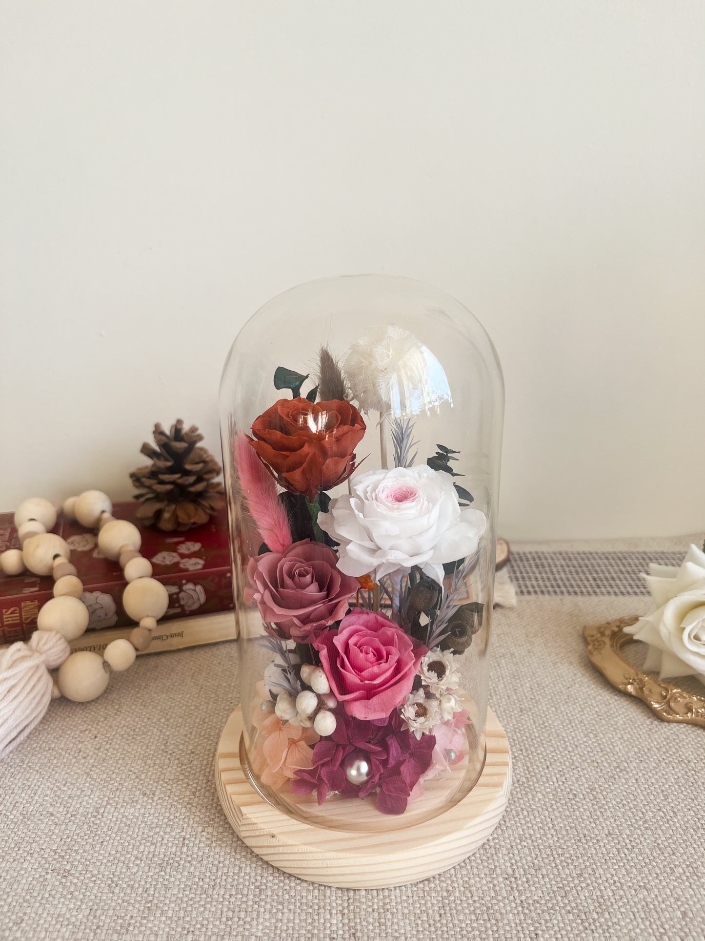 Preserved flower Glass Dome #15 - Ever After Rose