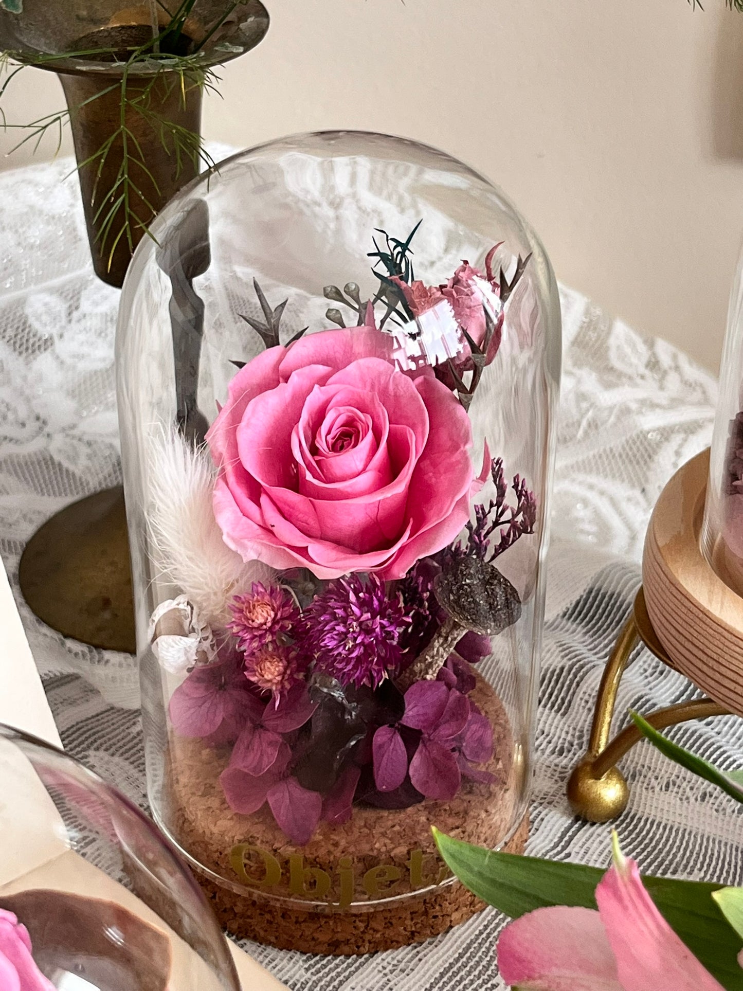 Enchanted Rose Glass Dome #30 - La Rosette