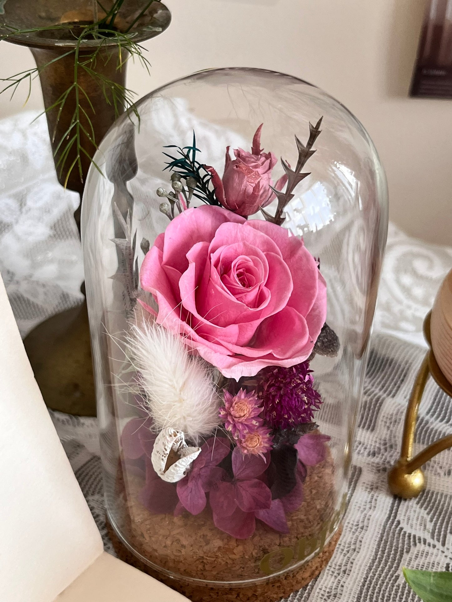 Enchanted Rose Glass Dome #30 - La Rosette