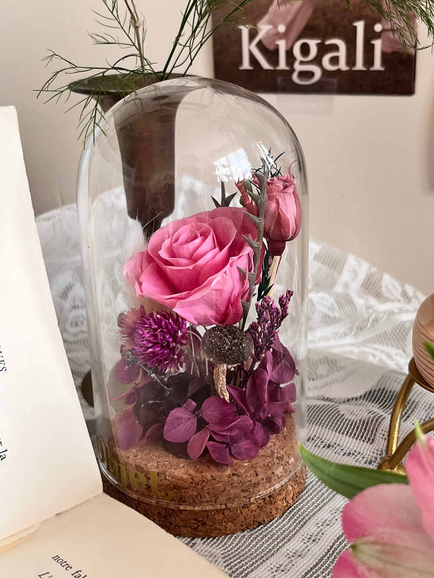 Enchanted Rose Glass Dome #30 - La Rosette