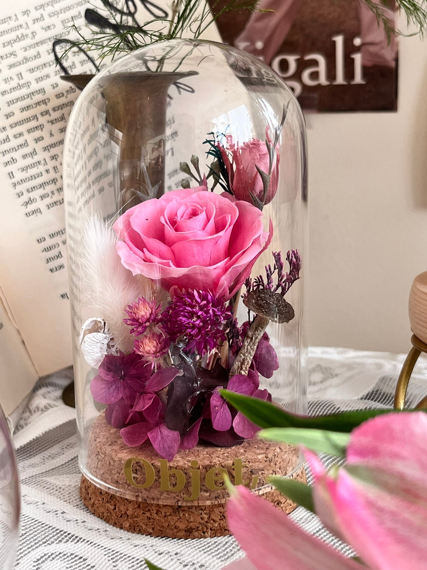 Enchanted Rose Glass Dome #30 - La Rosette