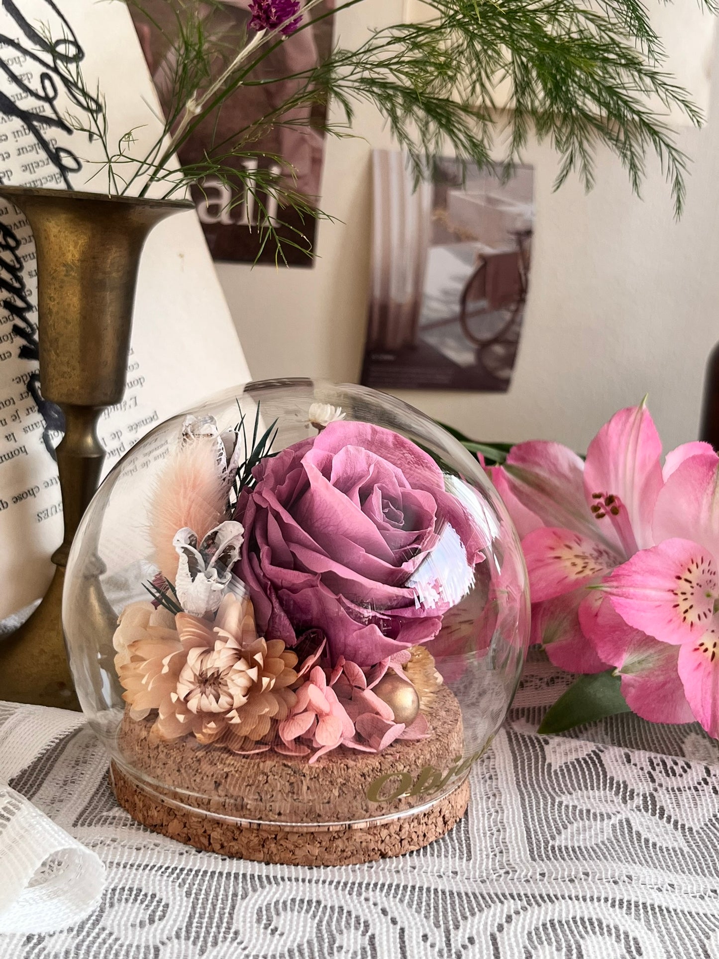Romantic Gift Glass Dome #28 - Violet Grace