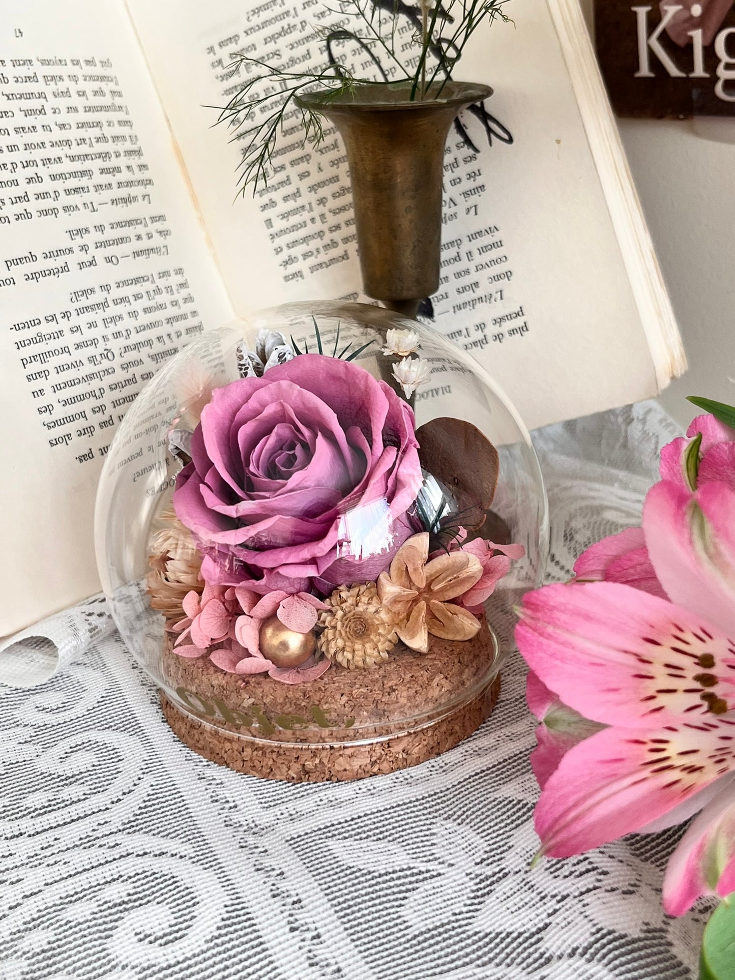 Romantic Gift Glass Dome #28 - Violet Grace