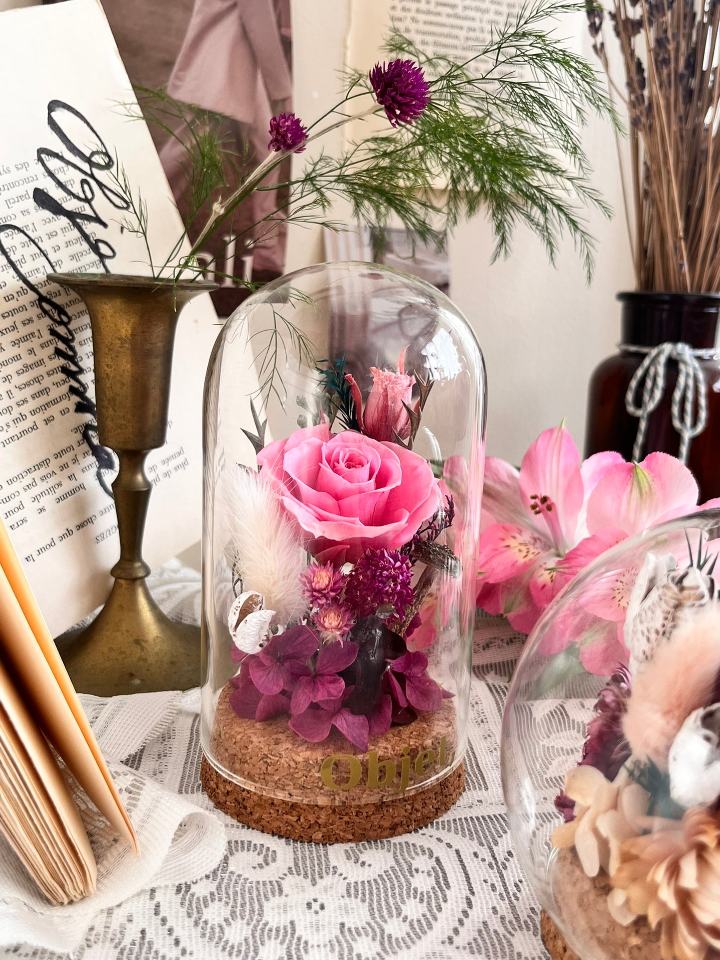 Enchanted Rose Glass Dome #30 - La Rosette