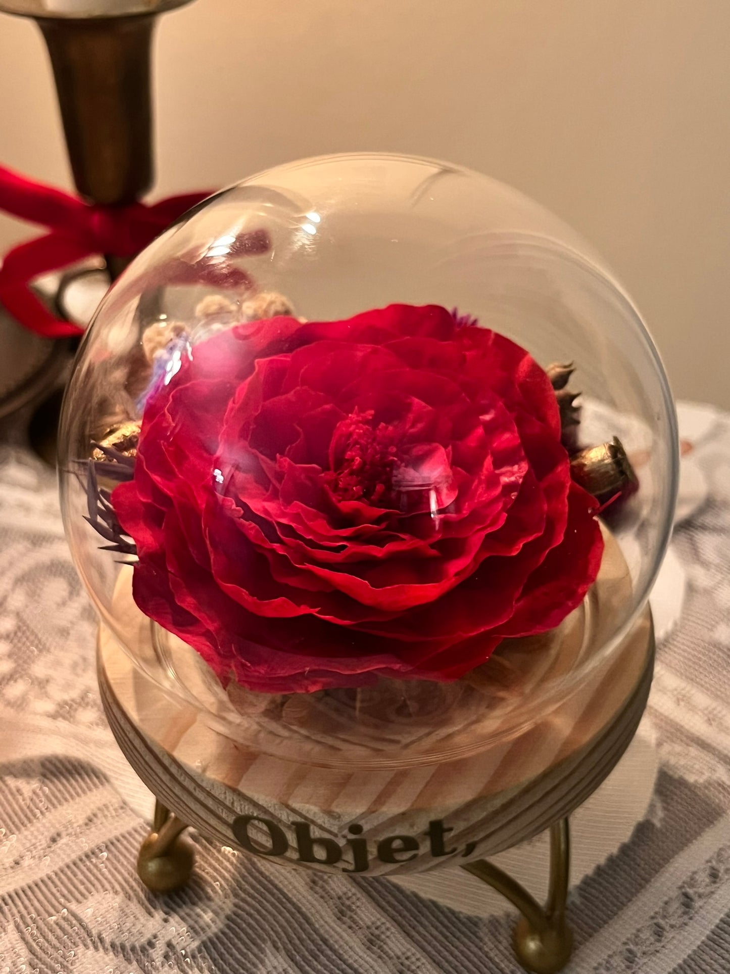 Forever flower Glass Dome #29 - Red English Rose