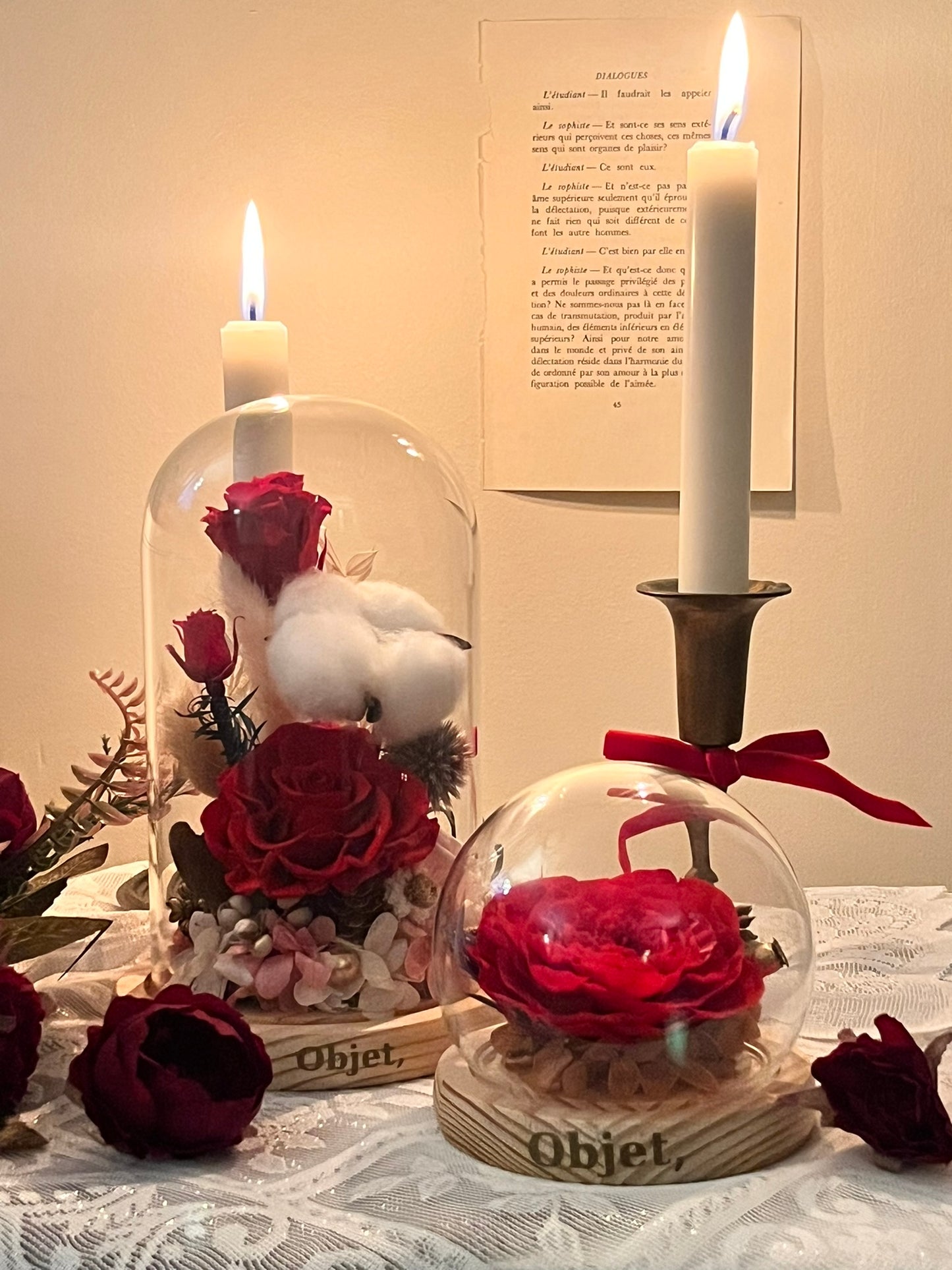 Forever flower Glass Dome #29 - Red English Rose