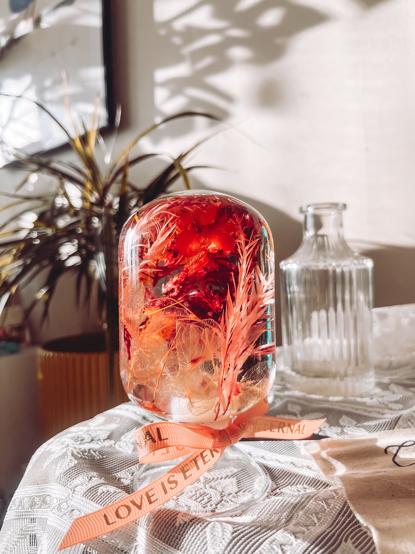LED Flower Lamp Crystal Ball #7 - Fiery Celosia
