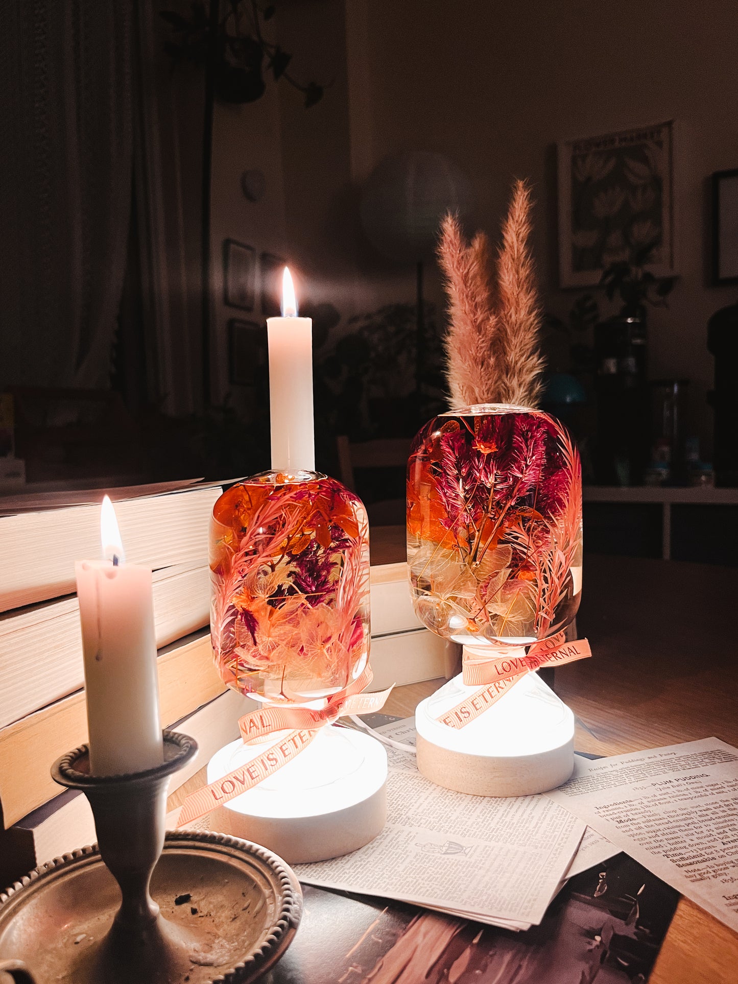 LED Flower Lamp Crystal Ball #7 - Fiery Celosia