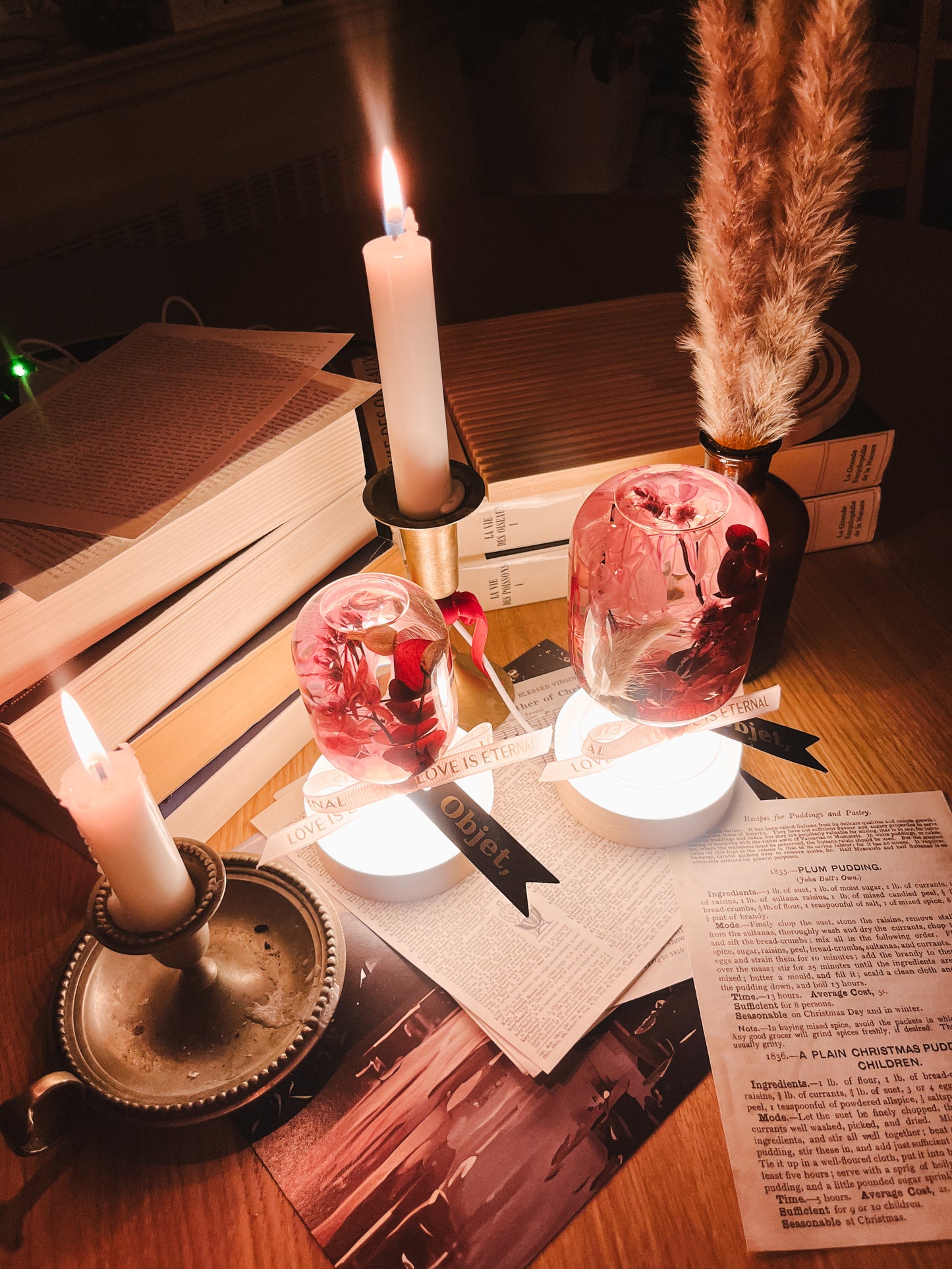 LED Flower Lamp Crystal Ball #4 - Blush Crimson Haze