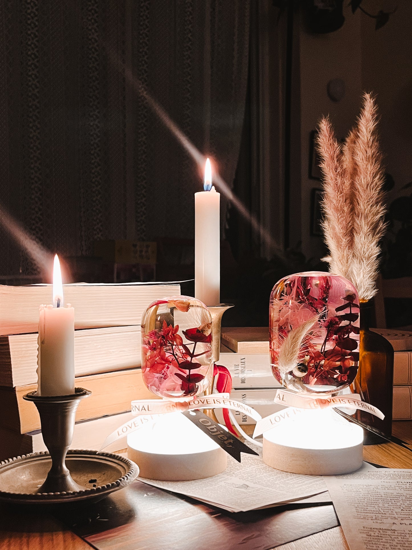 LED Flower Lamp Crystal Ball #4 - Blush Crimson Haze
