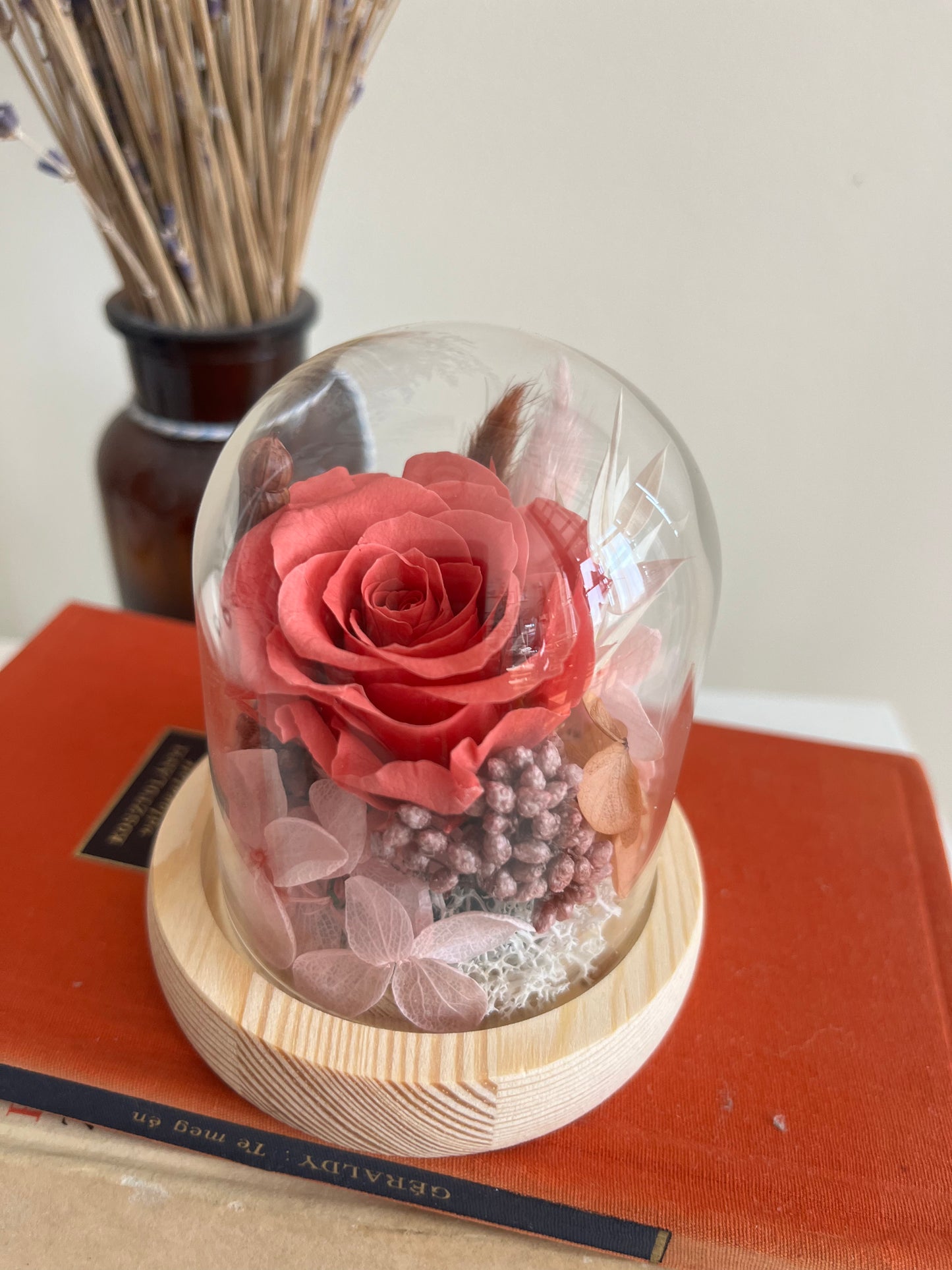 Enchanted Rose Glass Dome #4 - Rosy Mirage