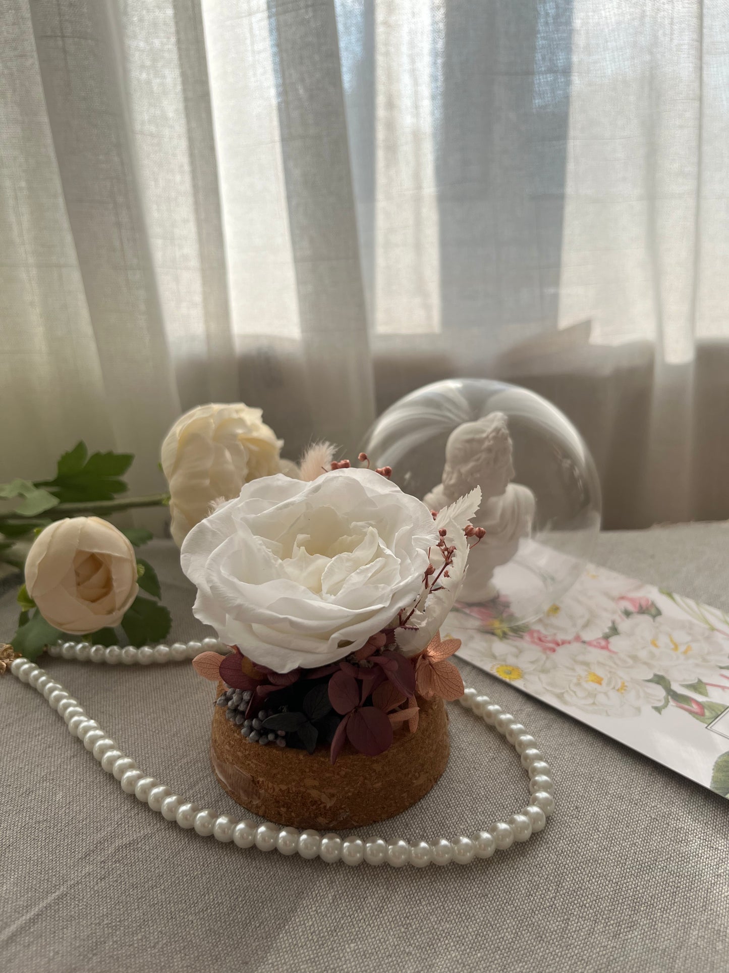 Enchanted Rose Glass Dome #1 - Noisette Rose