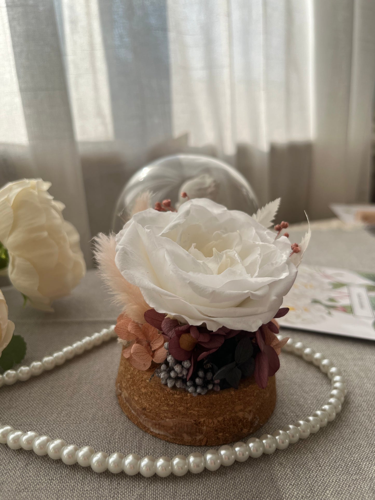 Enchanted Rose Glass Dome #1 - Noisette Rose