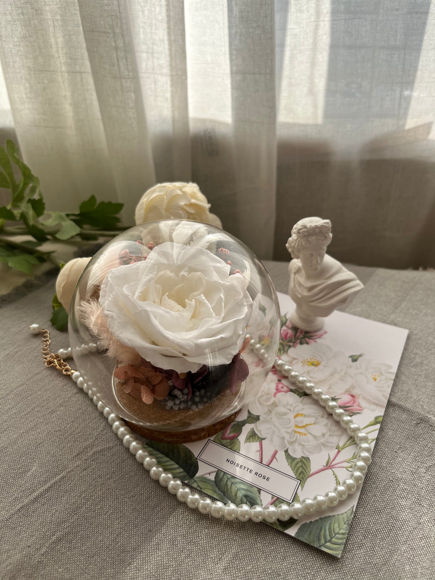 Enchanted Rose Glass Dome #1 - Noisette Rose