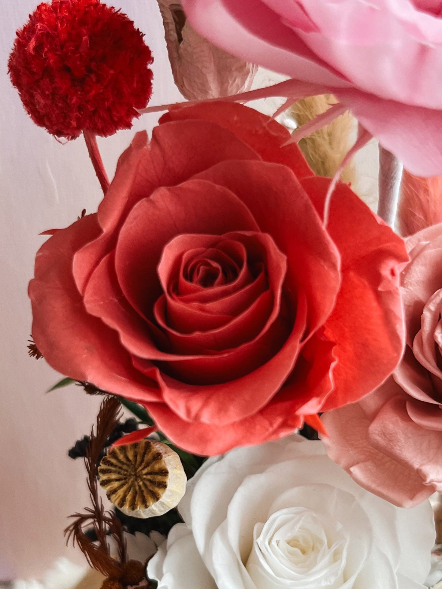 Forever Roses Glass Dome #7 Peony Garden