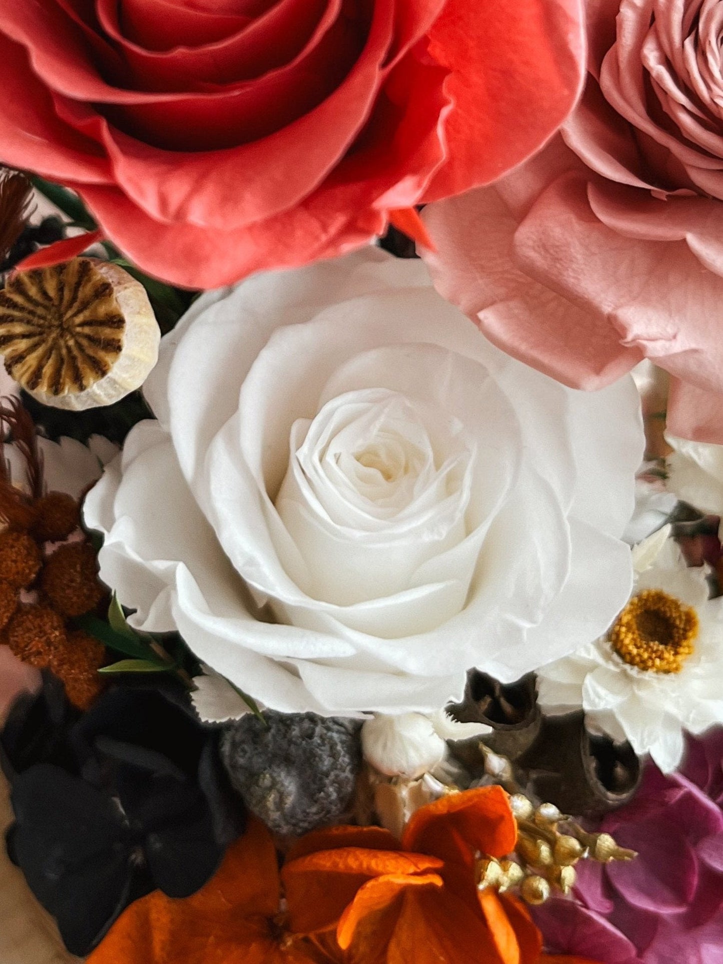 Forever Roses Glass Dome #7 Peony Garden