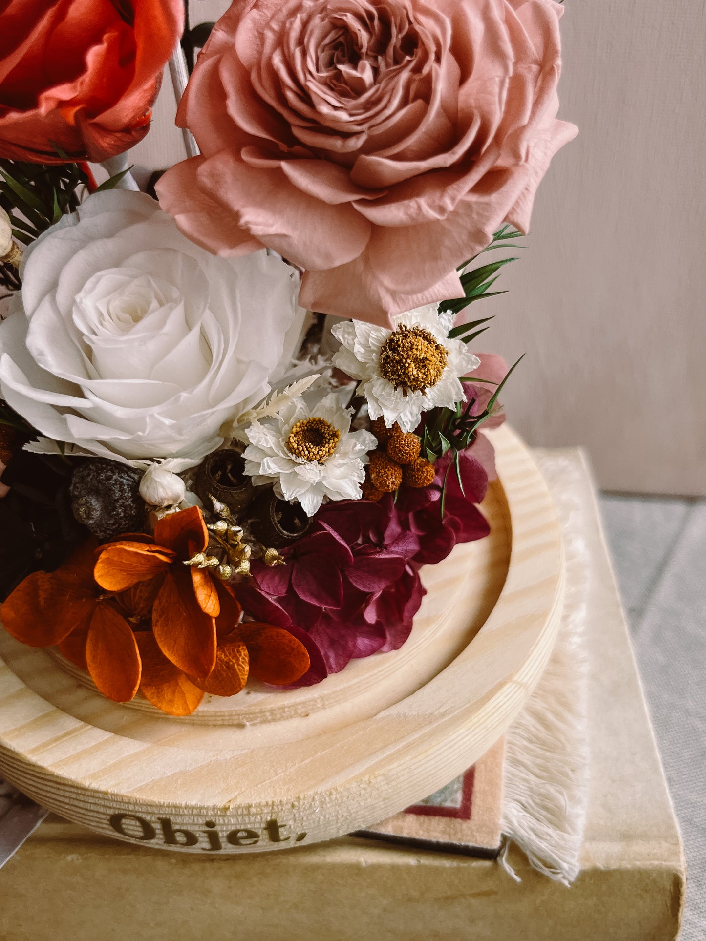 Forever Roses Glass Dome #7 Peony Garden