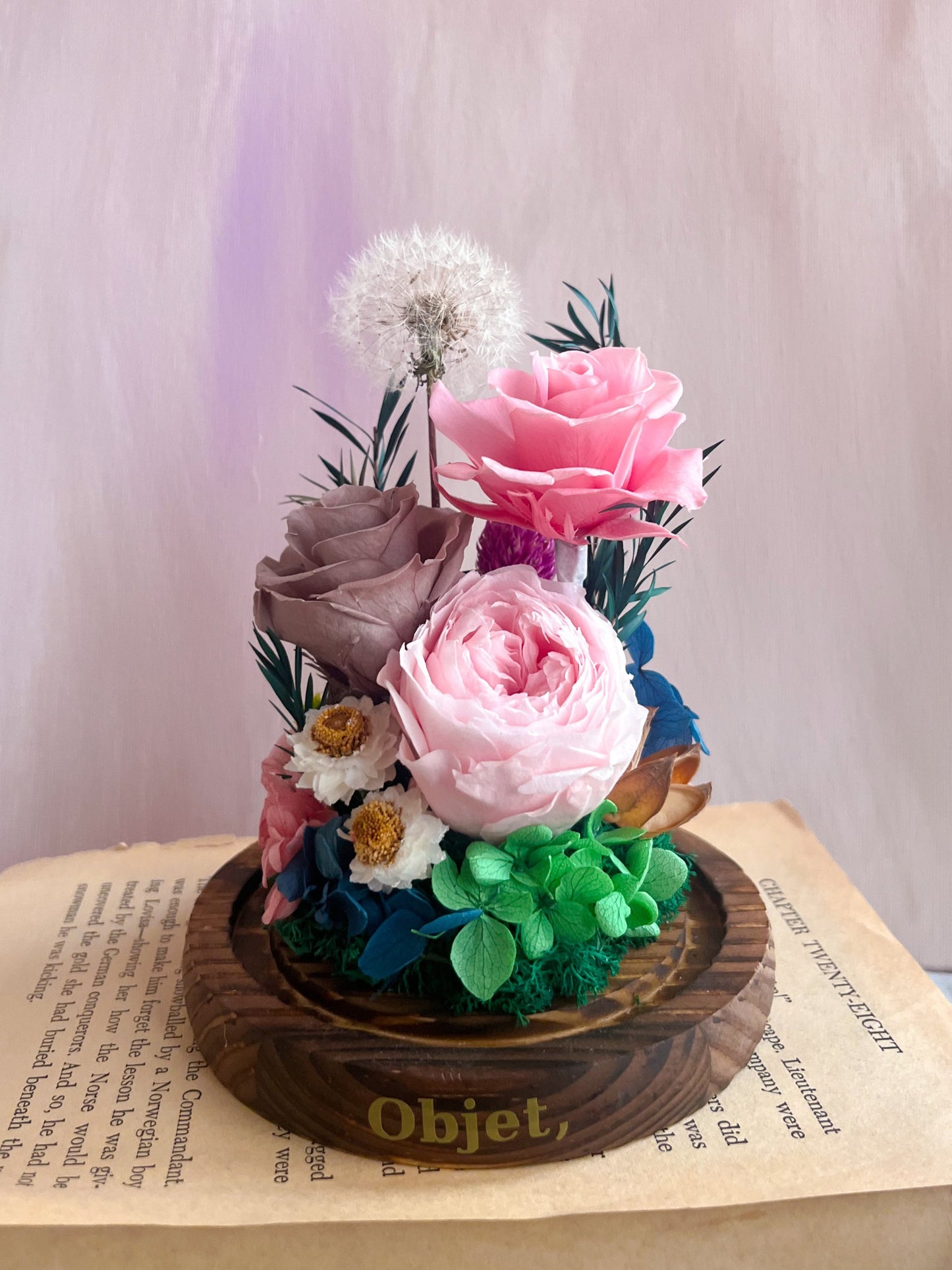 Preserved flower Glass Dome #17 - Rapunzel's Garden