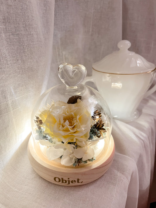 Preserved Rose Glass Dome #3 - Damask Rose (LED Base)