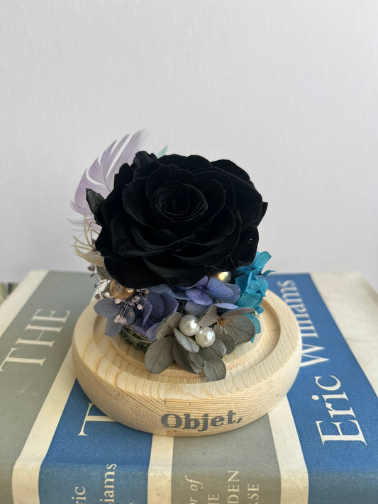 Enchanted Rose Glass Dome #13 - Black Rose