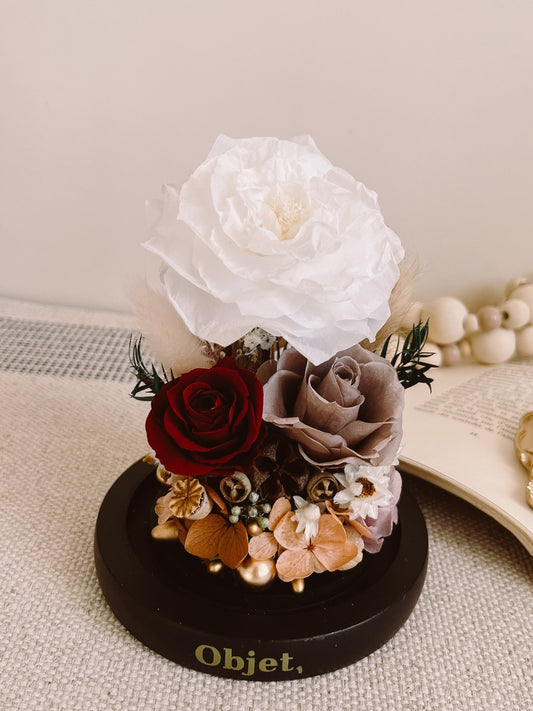 Preserved flower Glass Dome #19 - Damask Royal