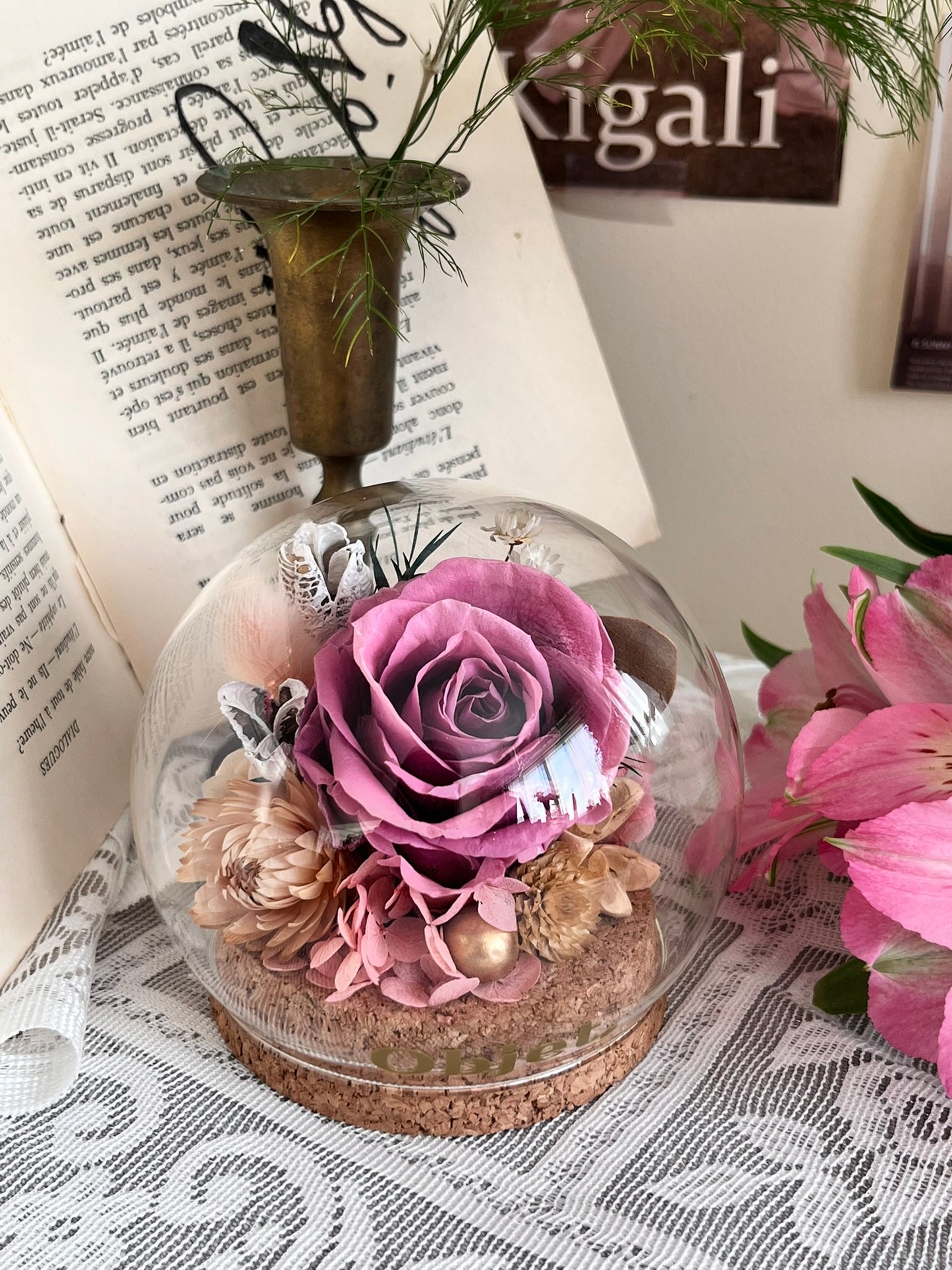 Romantic Gift Glass Dome #28 - Violet Grace