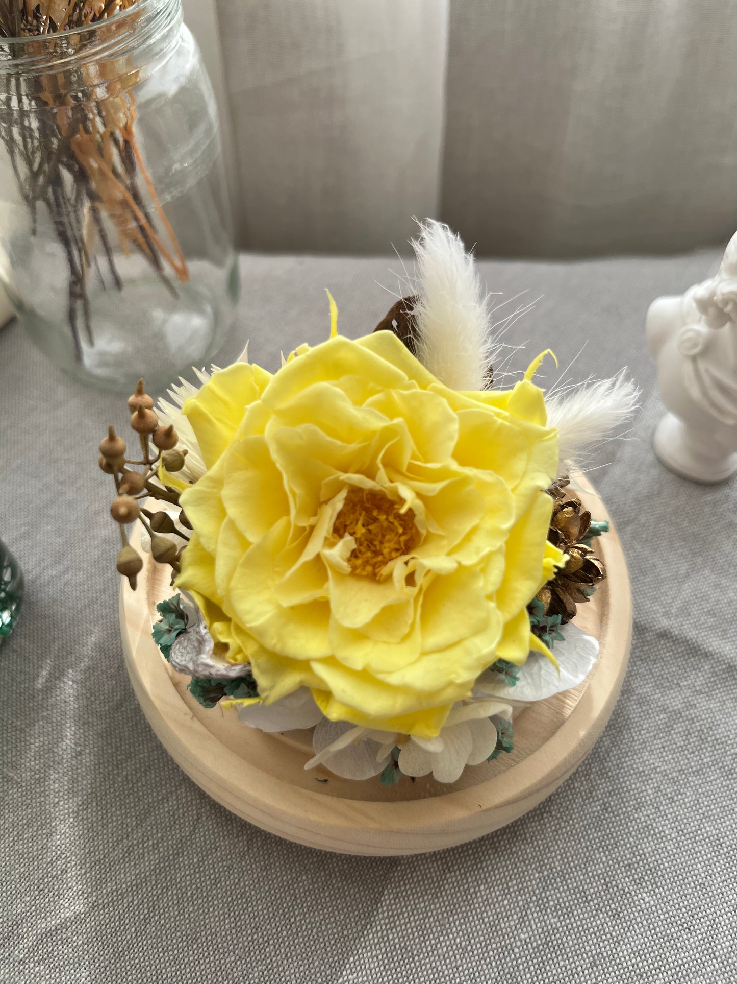 Preserved Rose Glass Dome #3 - Damask Rose (LED Base)